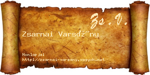 Zsarnai Varsány névjegykártya